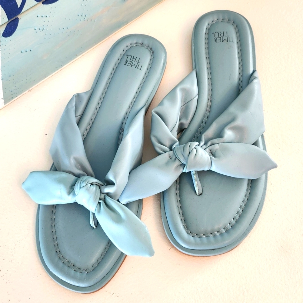 Time and Tru Light Blue Knotted Sandals
